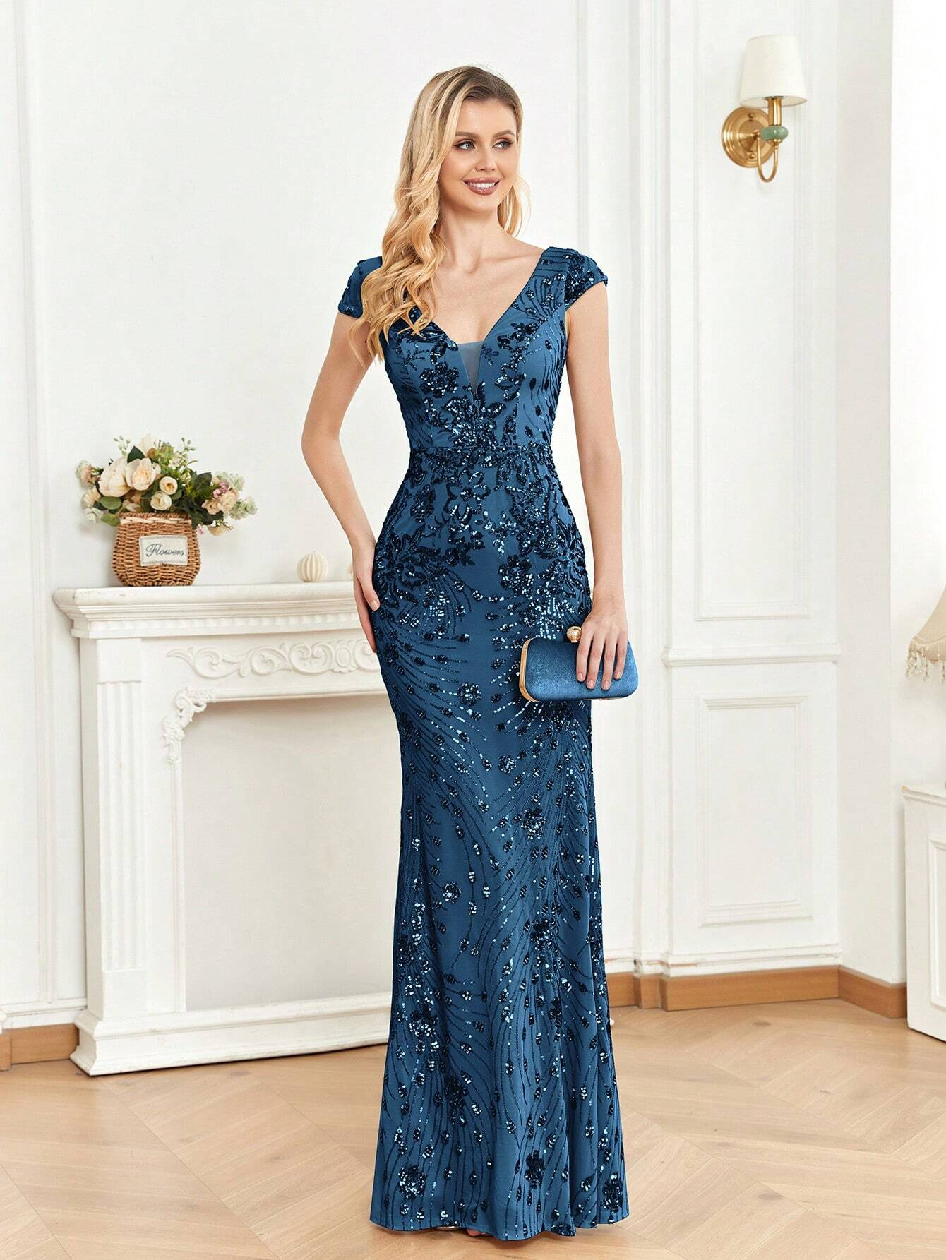 XUIBOL | Sequin Decor Mermaid Hem Formal Dress