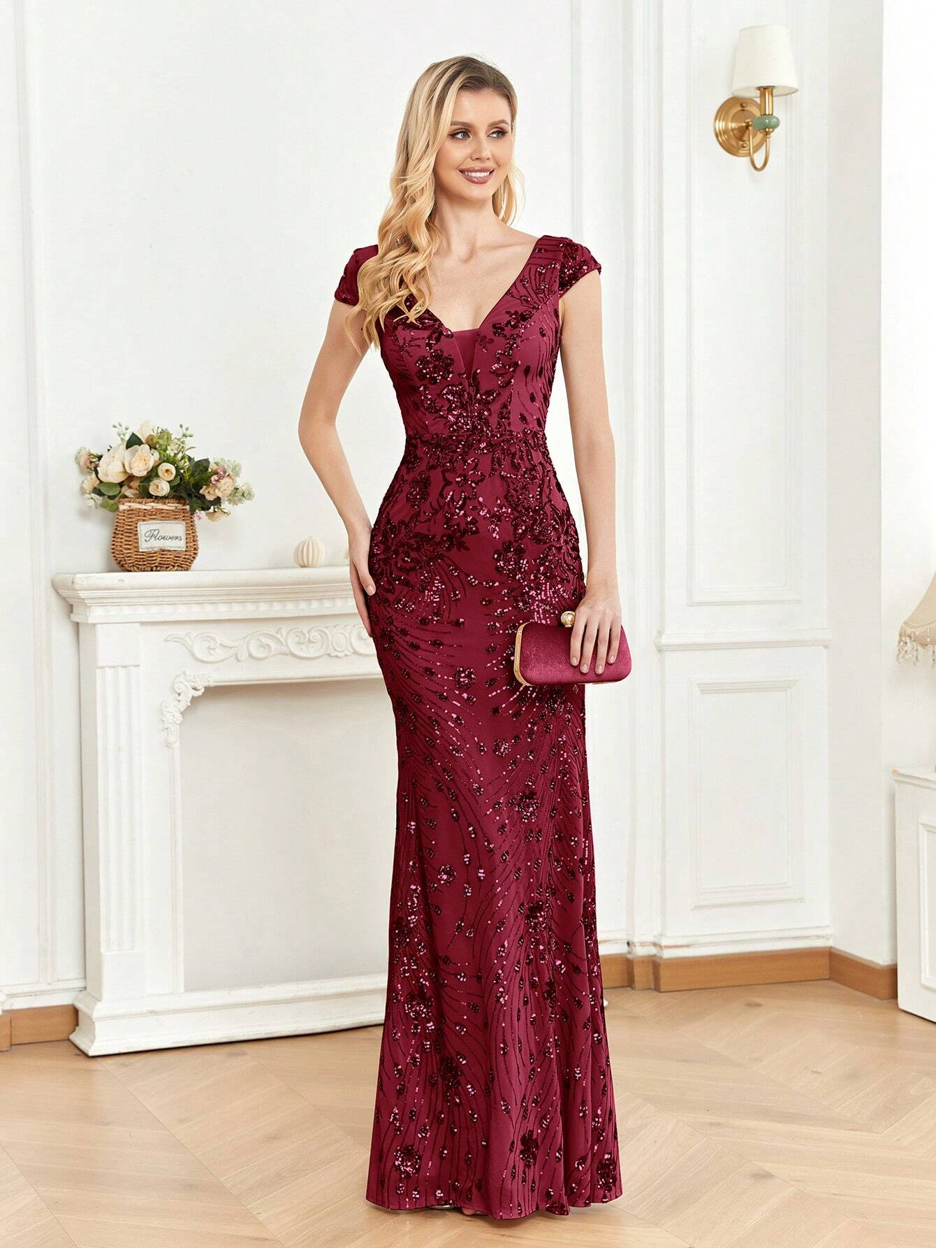 XUIBOL | Sequin Decor Mermaid Hem Formal Dress