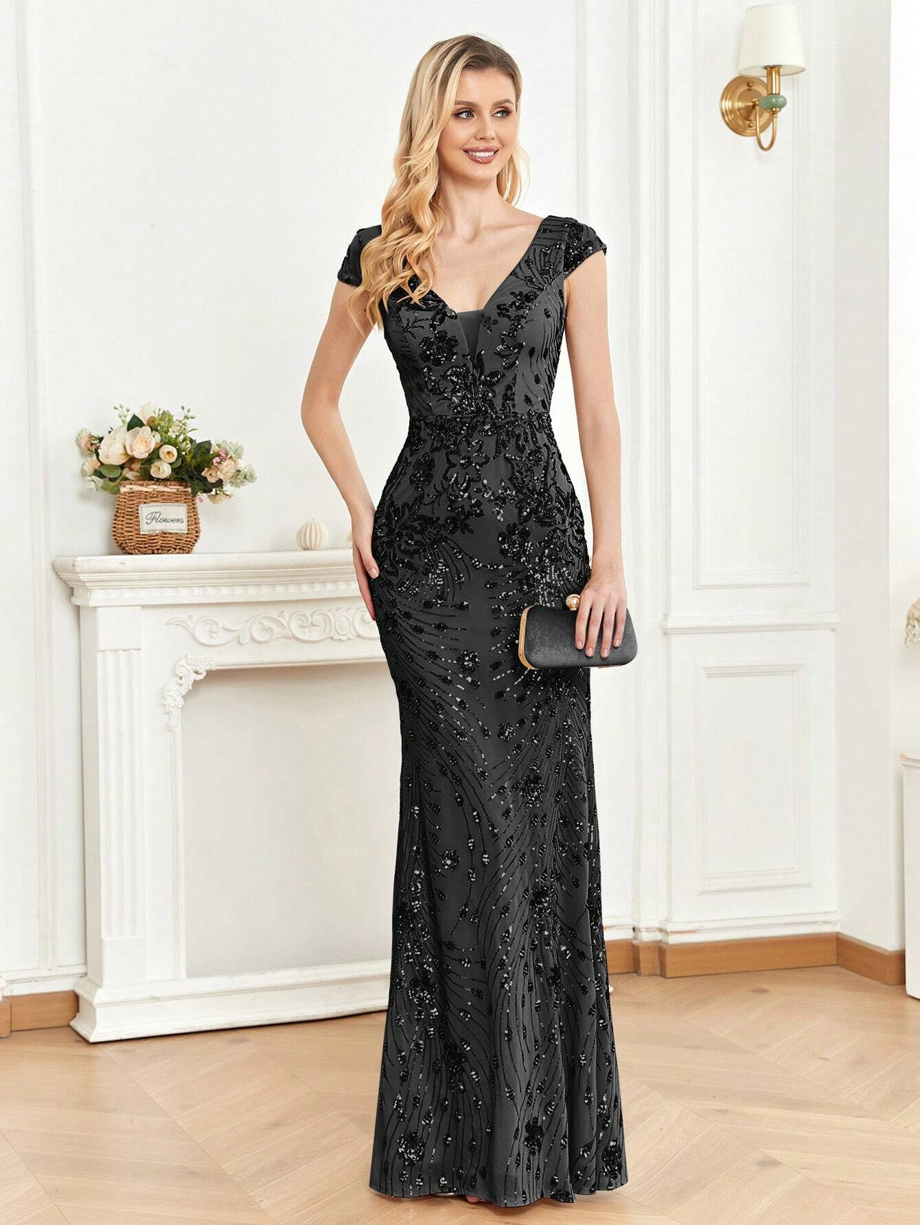 XUIBOL | Sequin Decor Mermaid Hem Formal Dress