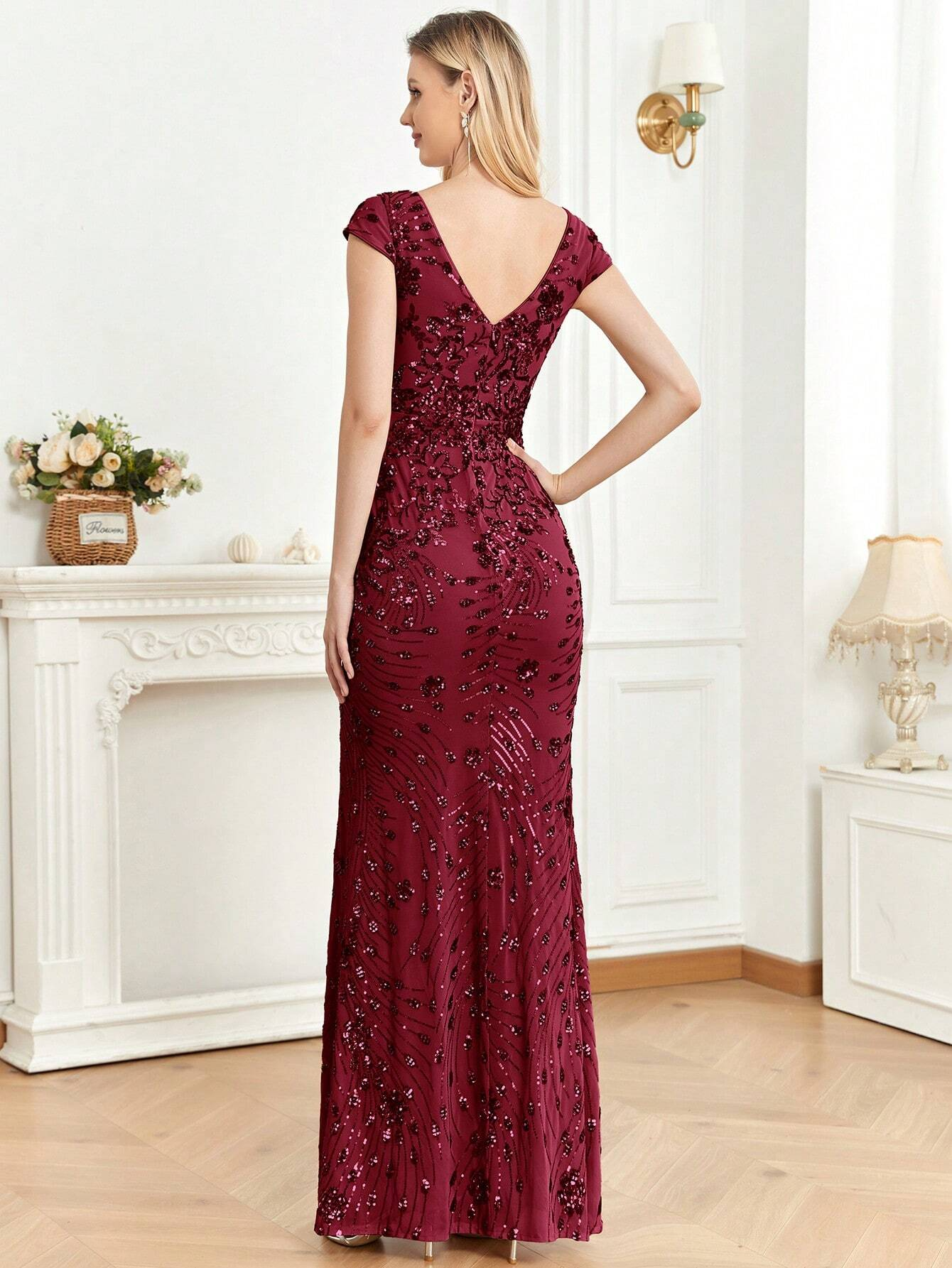 XUIBOL | Sequin Decor Mermaid Hem Formal Dress