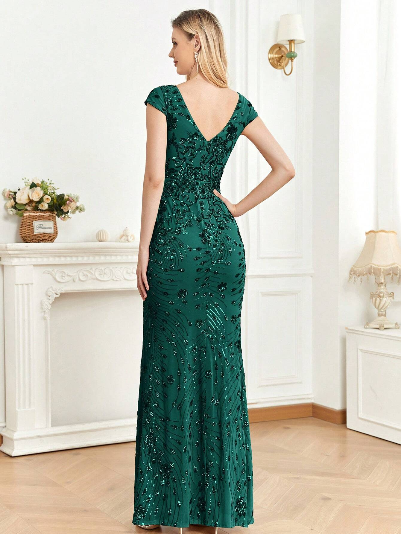 XUIBOL | Sequin Decor Mermaid Hem Formal Dress