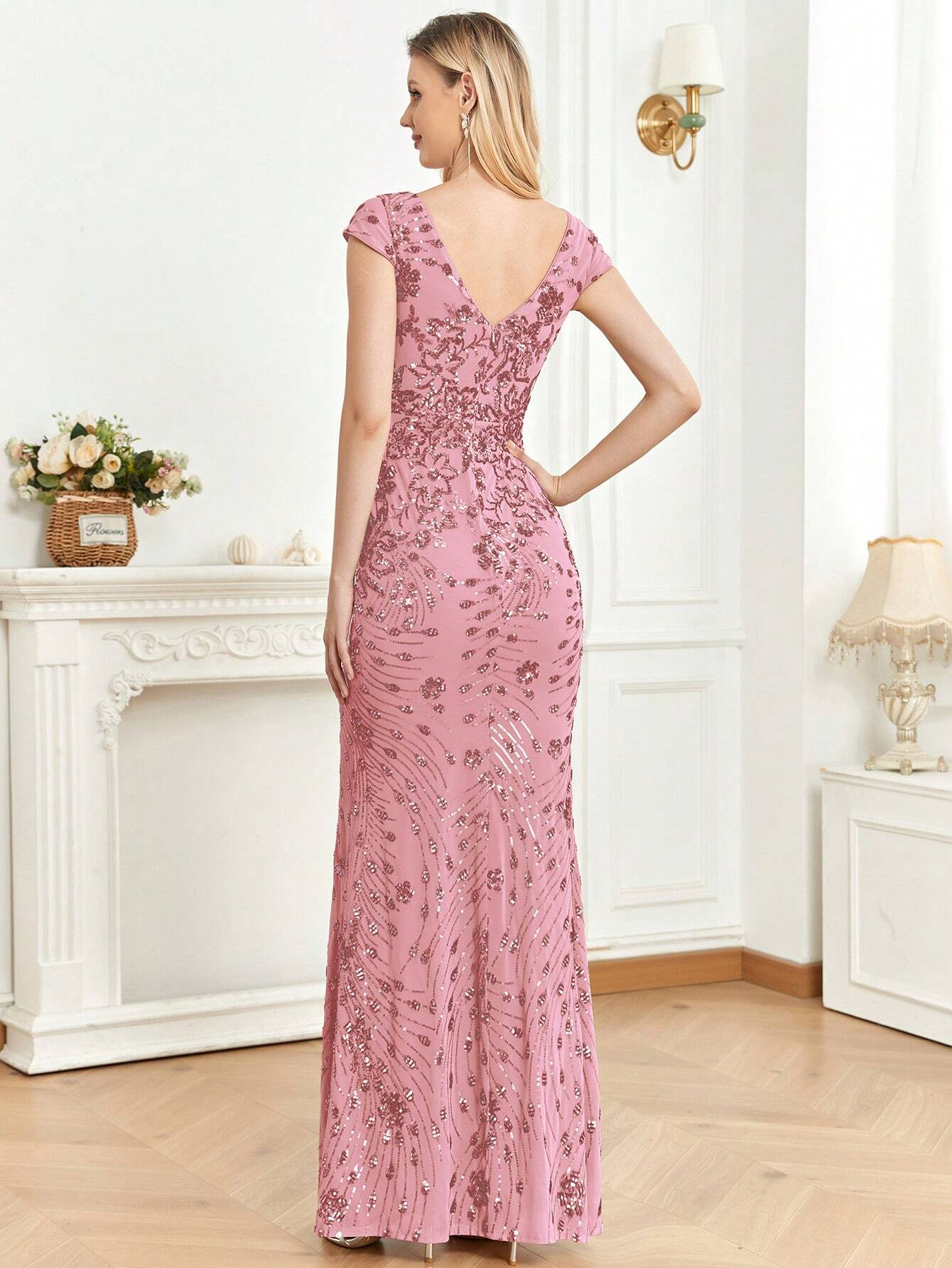 XUIBOL | Sequin Decor Mermaid Hem Formal Dress