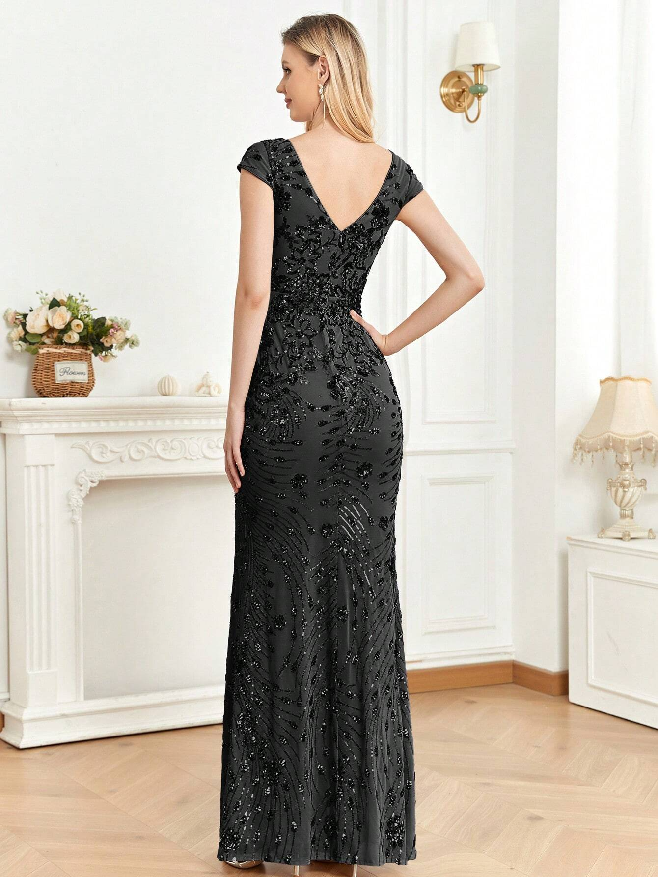 XUIBOL | Sequin Decor Mermaid Hem Formal Dress