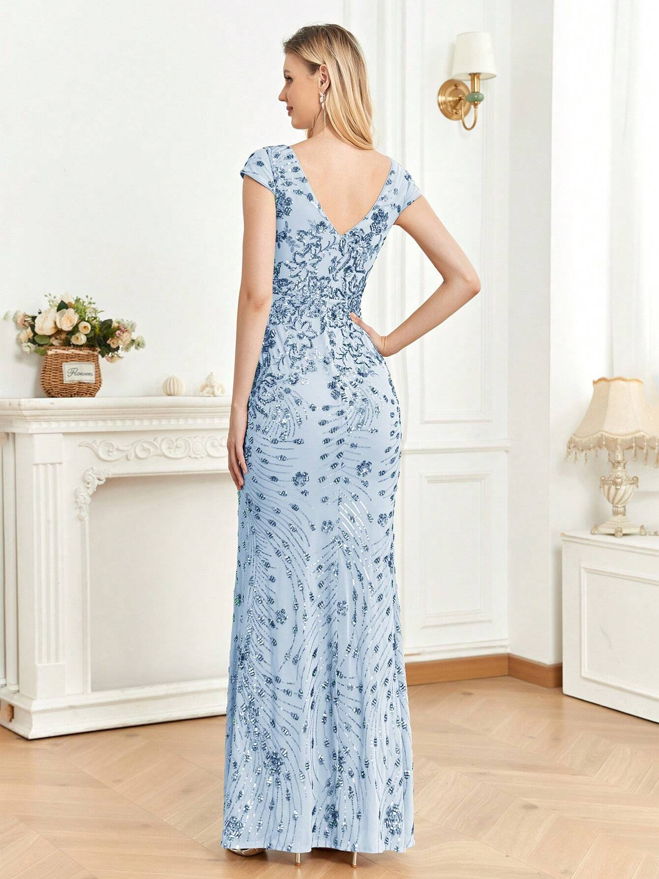 XUIBOL | Sequin Decor Mermaid Hem Formal Dress