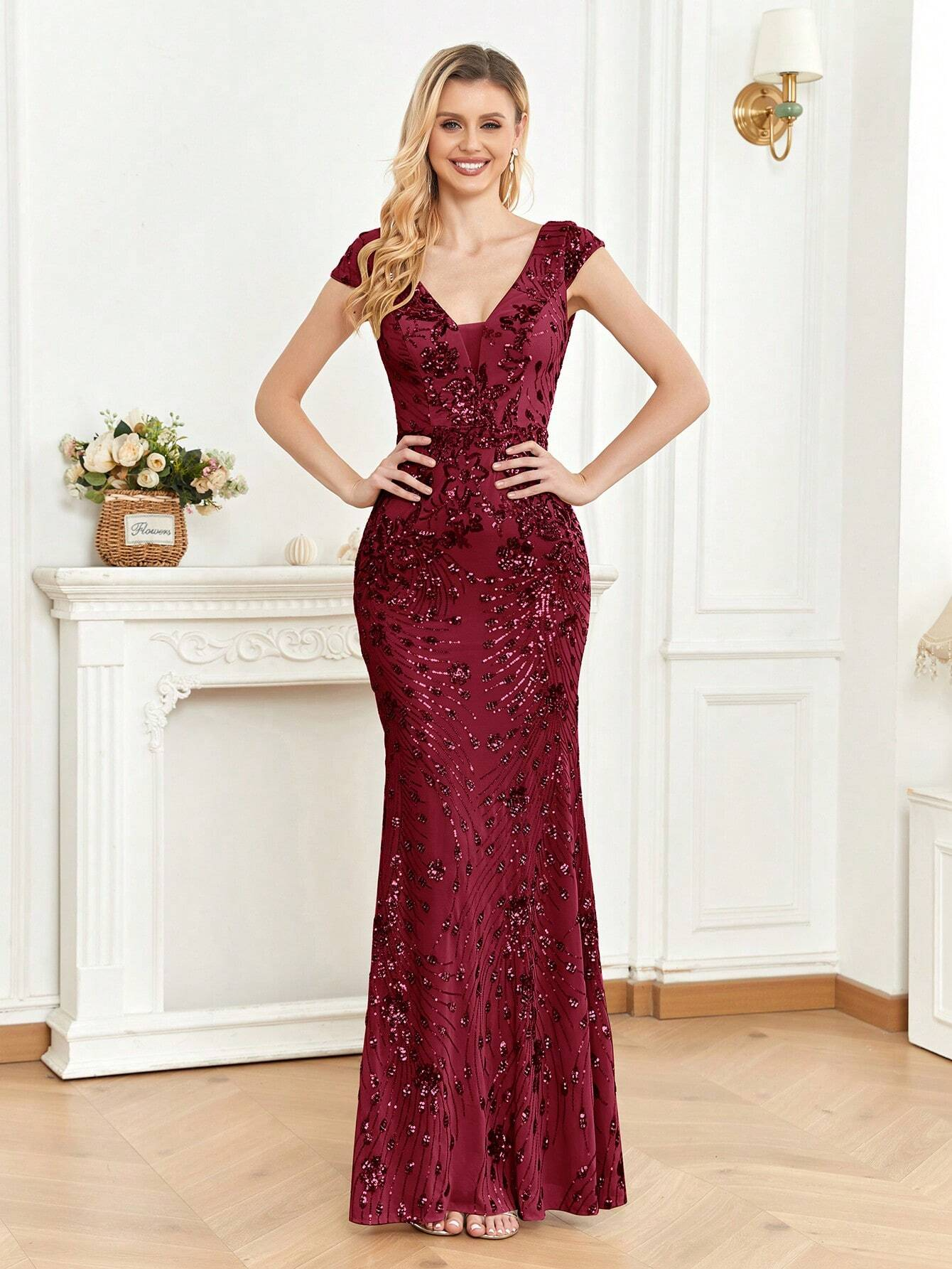 XUIBOL | Sequin Decor Mermaid Hem Formal Dress