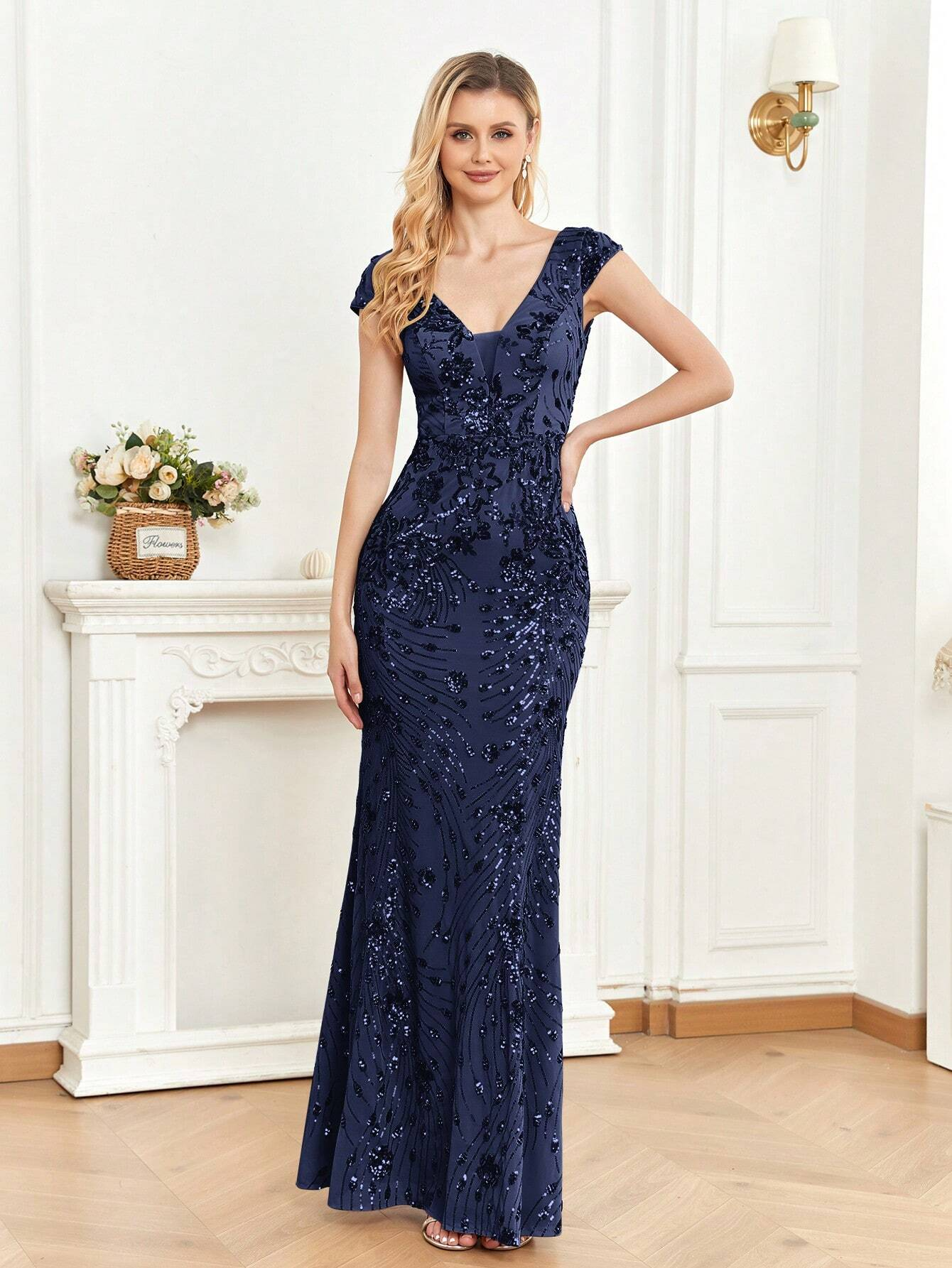 XUIBOL | Sequin Decor Mermaid Hem Formal Dress