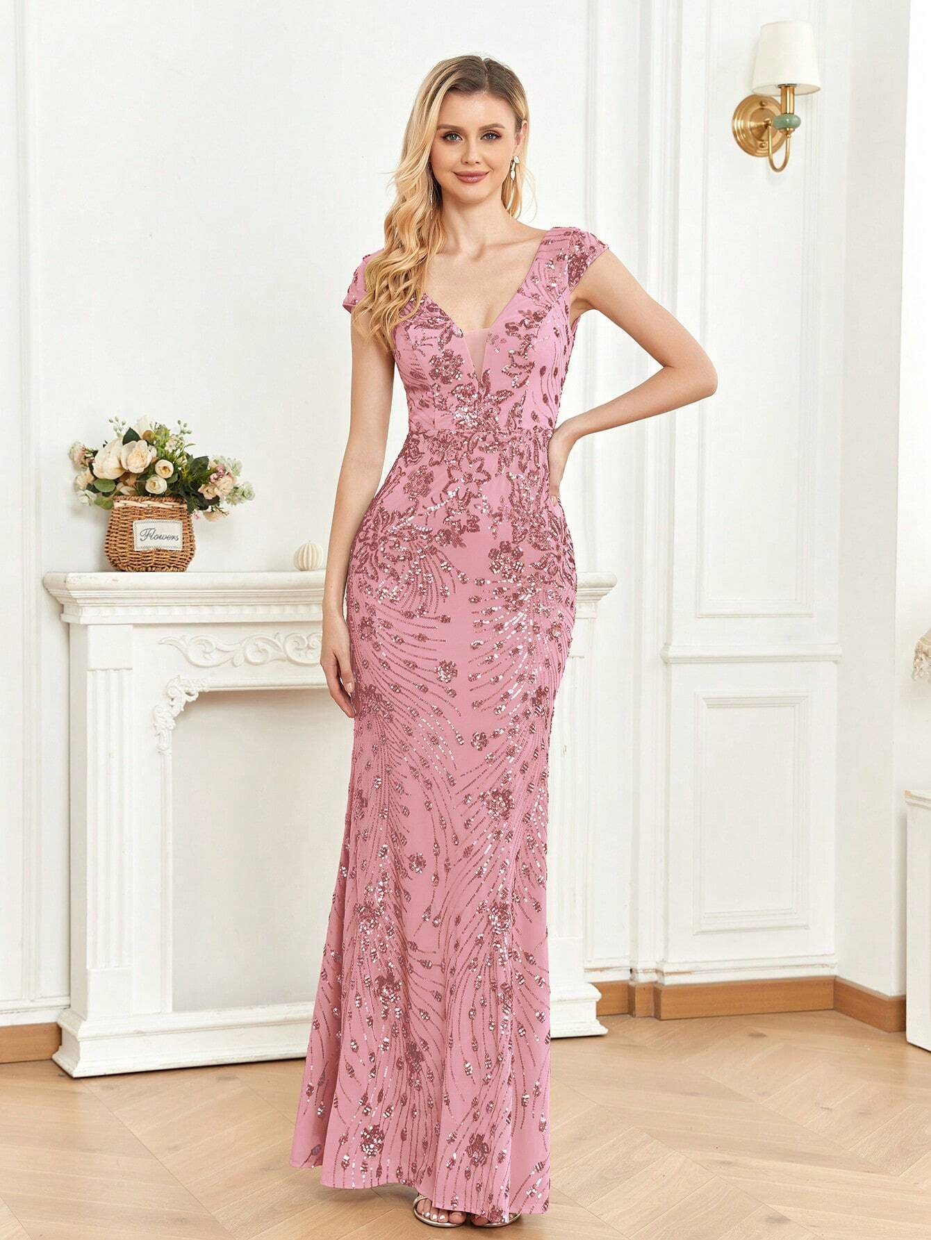 XUIBOL | Sequin Decor Mermaid Hem Formal Dress