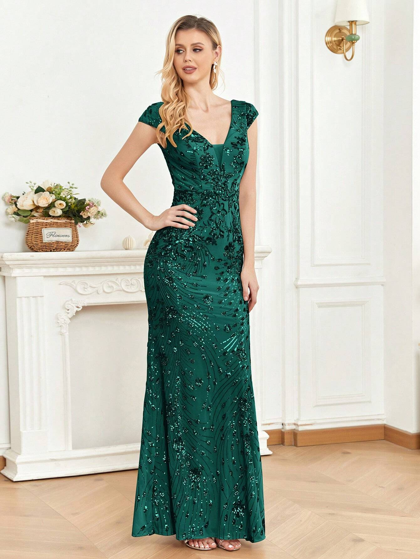 XUIBOL | Sequin Decor Mermaid Hem Formal Dress