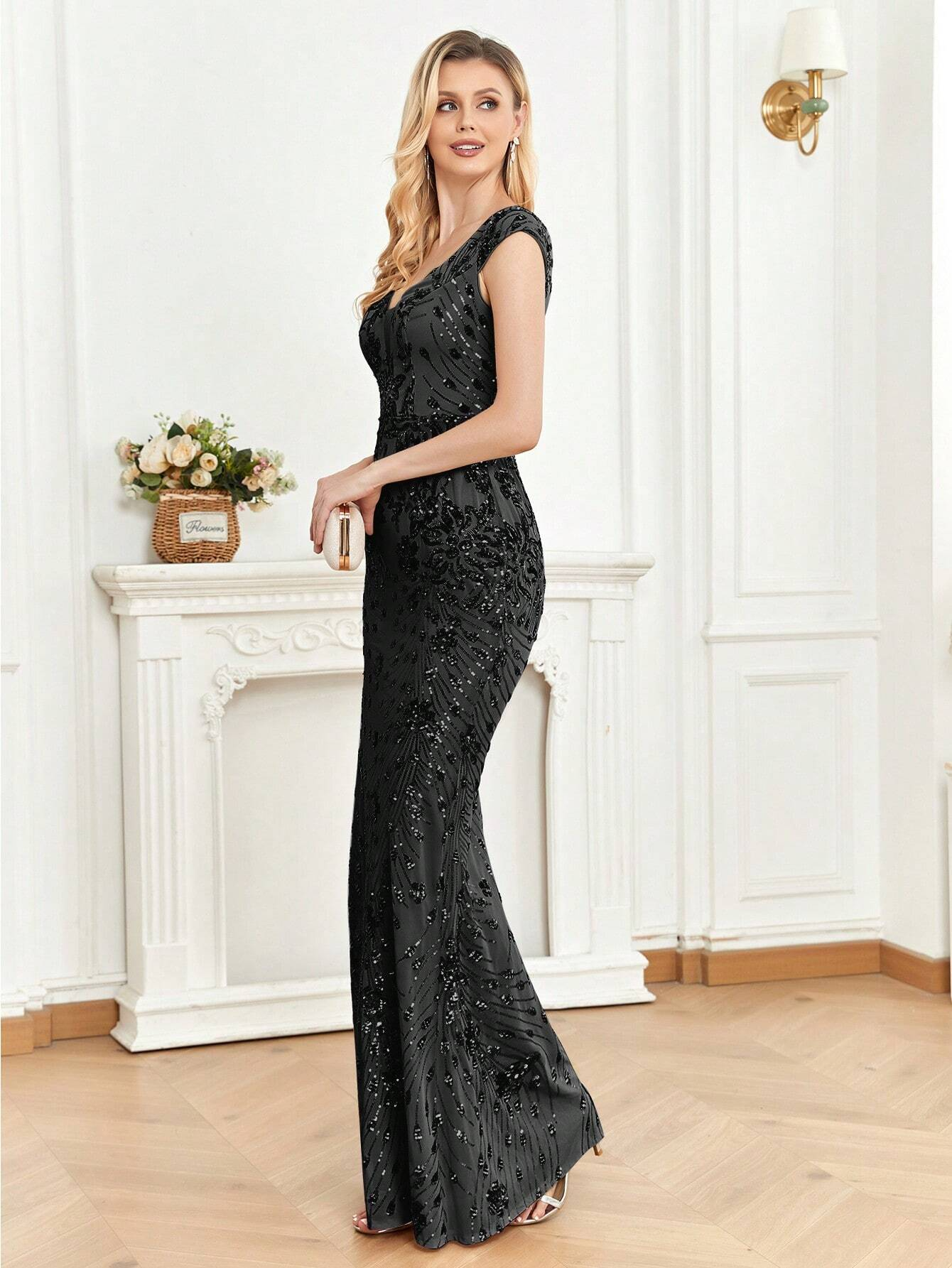 XUIBOL | Sequin Decor Mermaid Hem Formal Dress