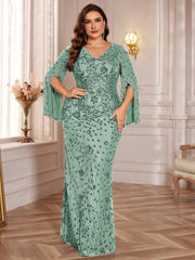 Slit Sleeve Evening Dress