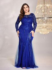 Plus Size Sequin Mesh Stitching Dress