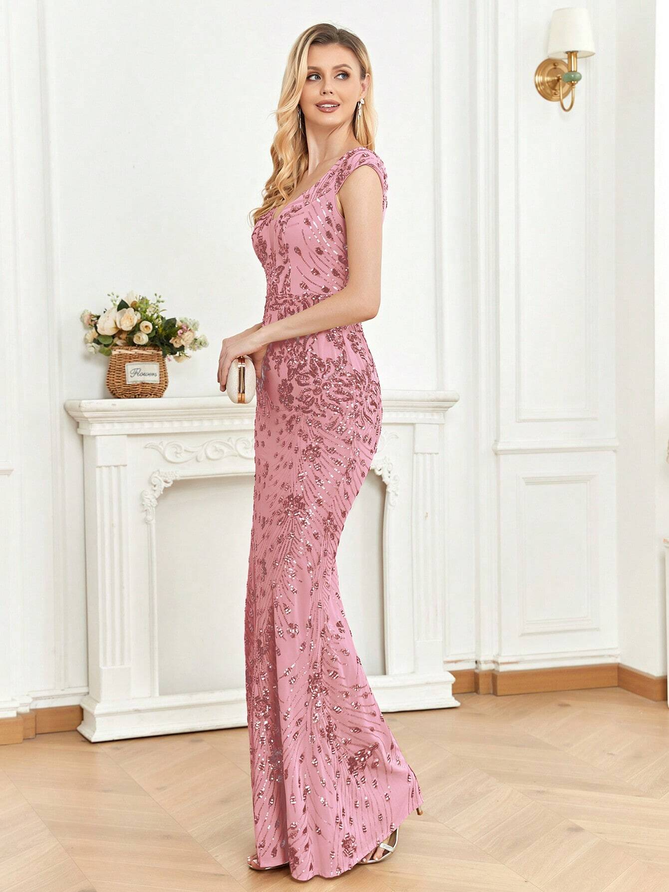 XUIBOL | Sequin Decor Mermaid Hem Formal Dress