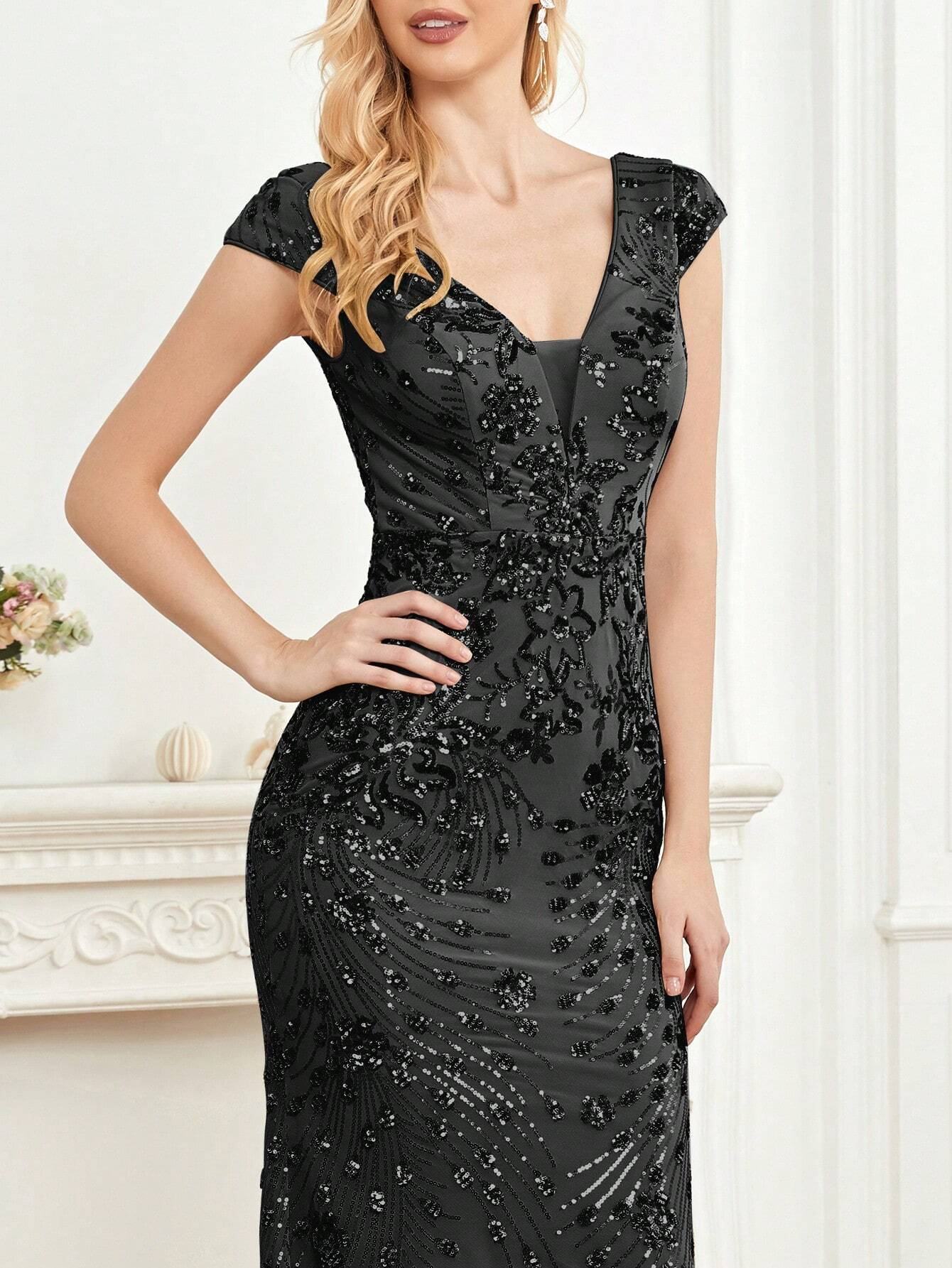 XUIBOL | Sequin Decor Mermaid Hem Formal Dress