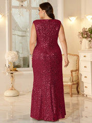 Women Ruched Waist Sparkly Maxi Dress For Wedding Party Prom