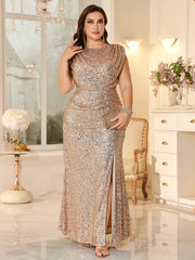 Women Ruched Waist Sparkly Maxi Dress For Wedding Party Prom