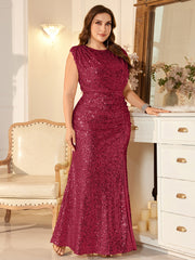 Women Ruched Waist Sparkly Maxi Dress For Wedding Party Prom