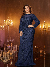 Champagne Plus Size Sheer Neck Sequin Mermaid Formal Gown