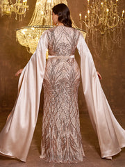 Long Slim Fit Sequin Embroidered Dress