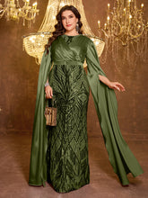 Long Slim Fit Sequin Embroidered Dress