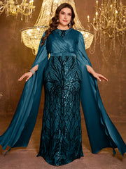 Long Slim Fit Sequin Embroidered Dress
