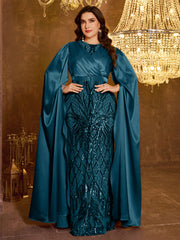 Long Slim Fit Sequin Embroidered Dress