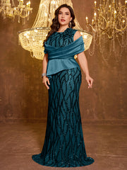 Elegant Long Sequin Embroidered Dress