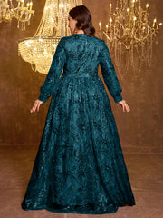 Formal Elegant Long Sleeved Embroidered Sequin Dress