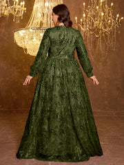 Formal Elegant Long Sleeved Embroidered Sequin Dress