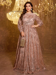 Formal Elegant Long Sleeved Embroidered Sequin Dress