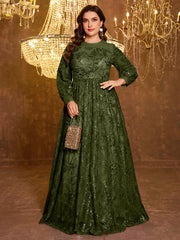 Formal Elegant Long Sleeved Embroidered Sequin Dress