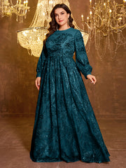 Formal Elegant Long Sleeved Embroidered Sequin Dress