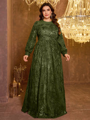Formal Elegant Long Sleeved Embroidered Sequin Dress