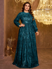 Formal Elegant Long Sleeved Embroidered Sequin Dress