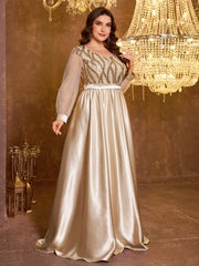 Long And Elegant Formal Embroidered Sequin Dress