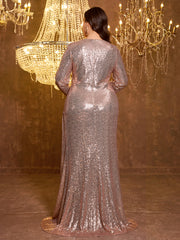 Elegant Plus Size Sequined Dress