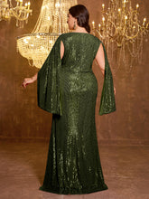 Large V-neck Sequined Long Dress