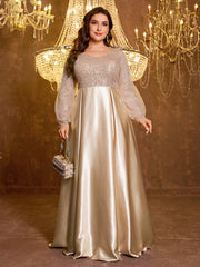 Sequined Satin Full Skirt