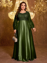 Sequined Satin Full Skirt