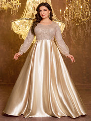 Sequined Satin Full Skirt