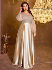 Sequined Satin Full Skirt