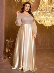 Sequined Satin Full Skirt