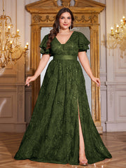 Royal Blue Sequin Ruffle Sleeve High‑Waist A‑Line Evening Gown