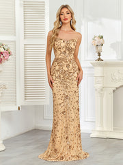 Royal Blue Sequin Off‑Shoulder Mermaid Evening Gown