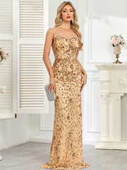 Royal Blue Sequin Off‑Shoulder Mermaid Evening Gown