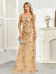 Royal Blue Sequin Off‑Shoulder Mermaid Evening Gown