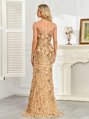 Royal Blue Sequin Off‑Shoulder Mermaid Evening Gown