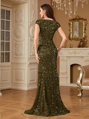 Sequin Decor Mermaid Hem Formal DressL
