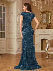 Sequin Decor Mermaid Hem Formal DressL