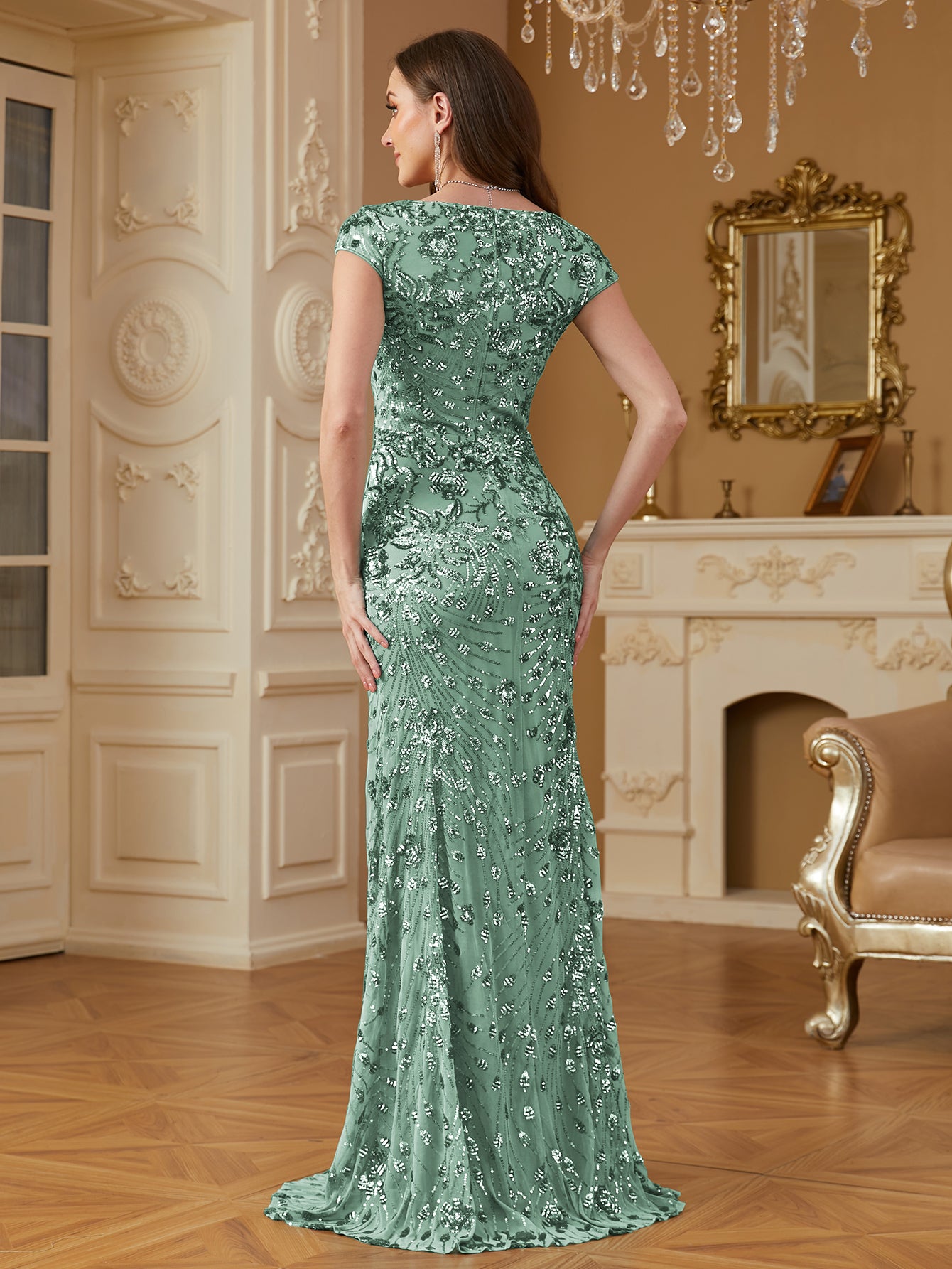 Sequin Decor Mermaid Hem Formal Dress | XUIBOL