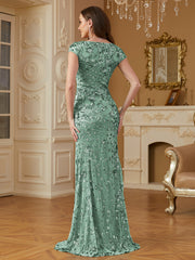 Sequin Decor Mermaid Hem Formal DressL